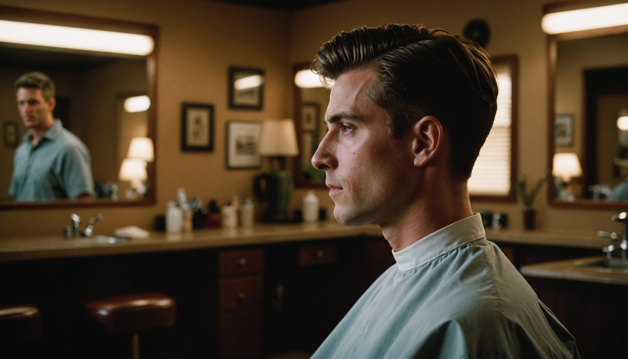 Stylist executing a precision haircut at a white marble station in a sunlit Scottsdale salon